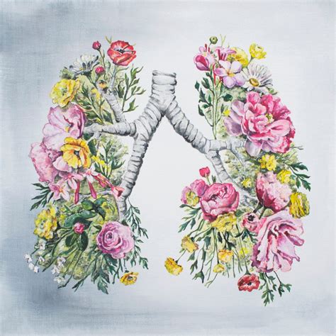 Floral Anatomy Lungs Print Of Oil Painting Anatomical Art