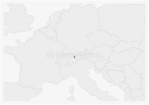 Kaart Van Europa Met De Benadrukte Kaart Van Liechtenstein Vector