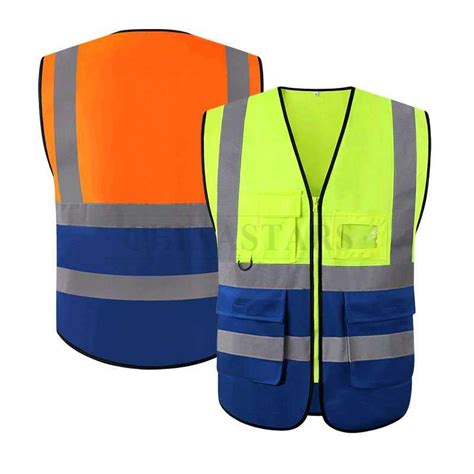 Construction workers, traffic flaggers, and other roadside workers should wear high visibility colors like orange and yellow/lime. CSV-004 Dual color safety vest with pockets ...
