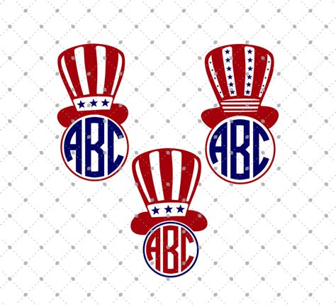 4th of July Hat Monogram SVG for Cricut and Silhouette