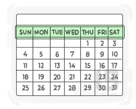 Definition And Meaning Of Calendar Week Langeek