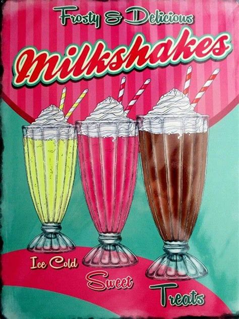 Milkshakes Retro Vintage Metal Wall Art Decor Sign Plaque In 2021