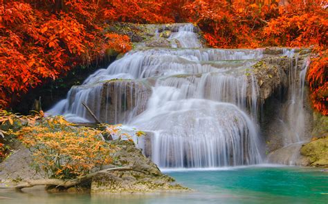 Download Wallpaper For 1024x1024 Resolution Waterfalls Autumn Trees