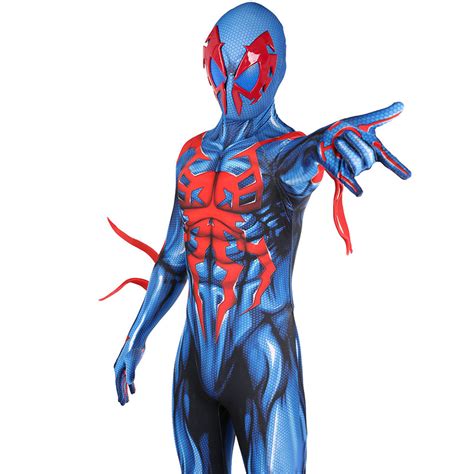 marvel classic superhero spider man 2099 costume outfit full body halloween cosplay zentai suit