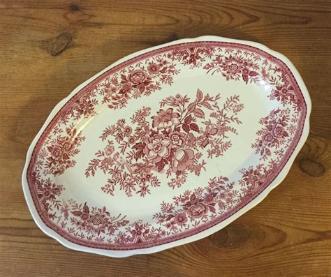 Villeroy And Boch Fasan Pattern Pinkred And White Large Etsy