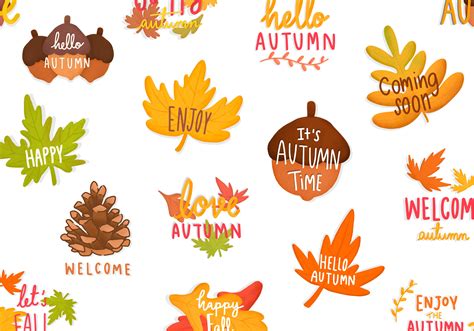 Set Of Autumn Or Fall Illustrations Download Free Vectors Clipart
