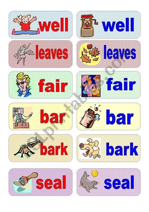 A Memory Game Is A Funny Way To Learn Vocabulary This One Is With