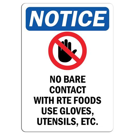 Notice No Bare Contact With Rte Foods Sign With Symbol Safety Notice