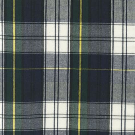 Blue White And Green Plaid Fabric By The Yard Robert Kaufman Etsy
