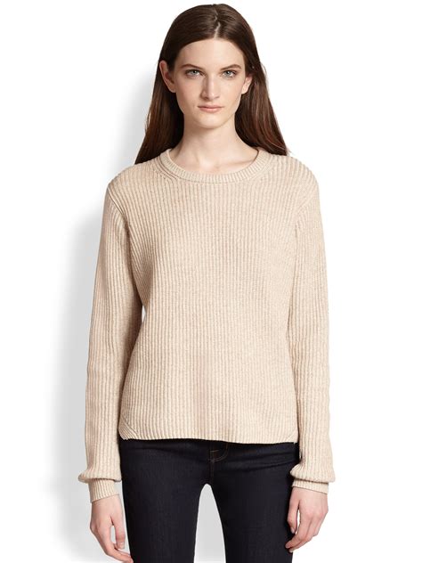 Theory Remrita Cashmere Cotton Sweater In Beige Rose Lyst