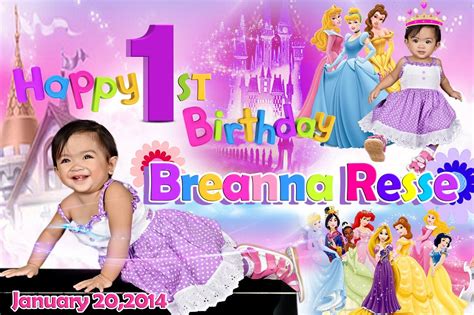 Disney Princess Sample Tarpaulin Template For First Birthday Birthday