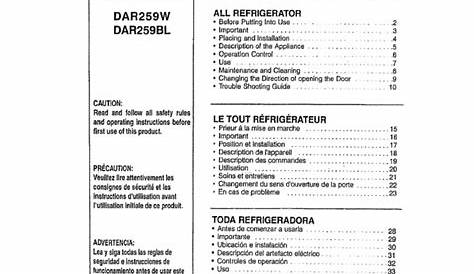 Dar259BL Danby Refrigerator Manual | Refrigerator | Home Appliance