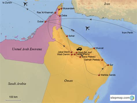 Stepmap Oman And Uae Landkarte Für Oman