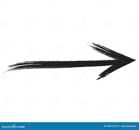 Black Hand Drawn Brush Stroke Arrow Isolated On White Vectpr