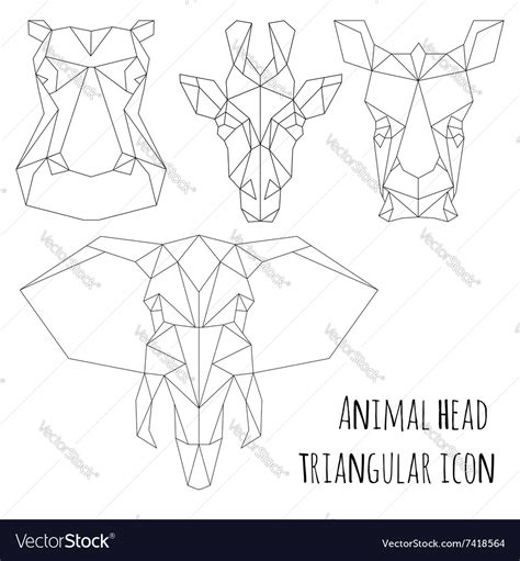 Animal Head Triangular Icon Geometric Line Design Vector Image