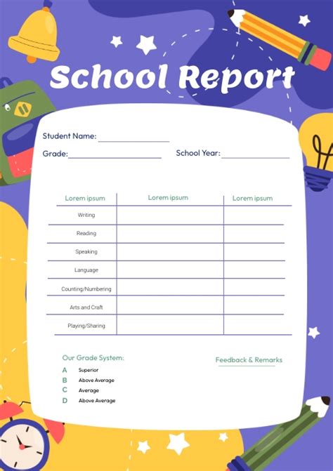 School Report Card Template Postermywall