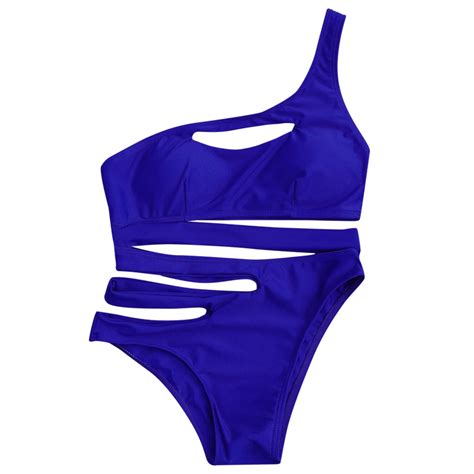 Bandage Asymmetric One Piece Monokini Swimsuit One Shoulder Swimwear