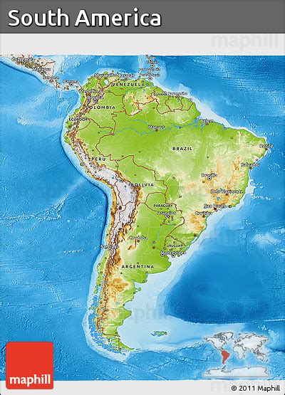 Free Physical 3d Map Of South America Shaded Relief Outside