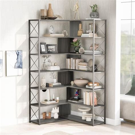 Mdf L Shaped Corner Bookcase With Metal Frame On Sale Bed Bath