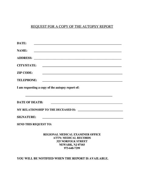 Request Autopsy Report Form Fill Out And Sign Printable PDF Template