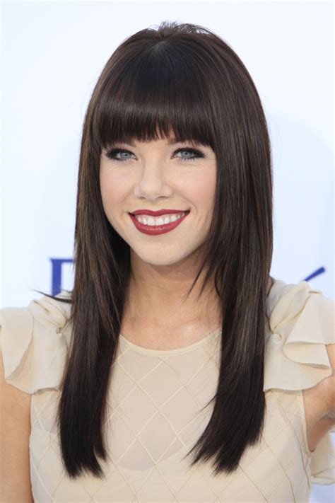 Straight Hair With Blunt Bangs Women Hairstyles