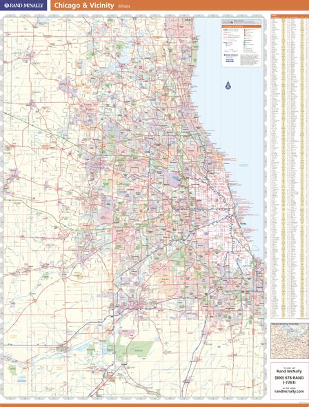Chicago Il Vicinity Wall Map By Rand Mcnally Mapsales