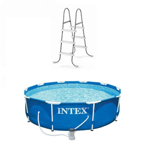 Intex Above Ground Pool Ladder W Intex 10 X 25 Foot Pool Set With Fi