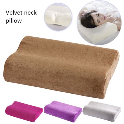 Memory Foam Pillow With Solid Velvet Pillowcase Adults Neck Protecting For Bedroom Neck Health