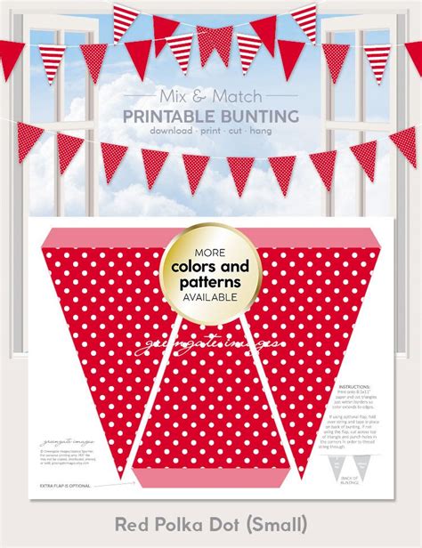 Red Polka Dot Printable Bunting Download Party Decor Party Printable