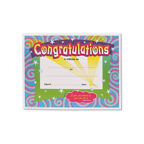 Congratulations Colorful Classic Certificates 11 X 85 Horizontal