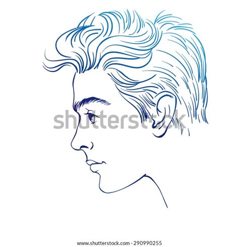 Profile Of A Young Man Hand Drawn Outline Vector Illustration