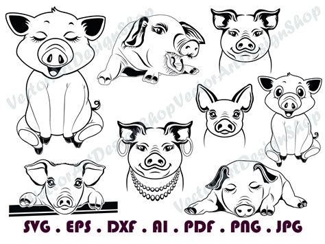 Pig 1 Svg Pig Head Svg Cute Pig Cartoon Pig Svg Farm Etsy