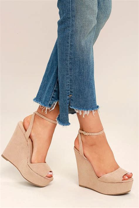 Buy Nude Wedges Closed Toe In Stock