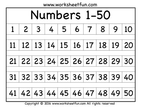 1 50 Number Chart Download Printable Pdf Templateroller