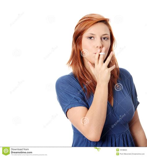 Young Woman Smoking Electronic Cigarette Stock Image