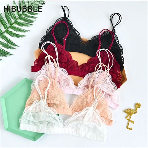 Hibubble Super Thin Sexy Lace Bra Unpadded Bralette Wire Free Push Up Bra Lingerie Breathable