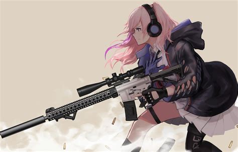 Wallpaper Gun Game Pink Hair Weapon Anime Pretty