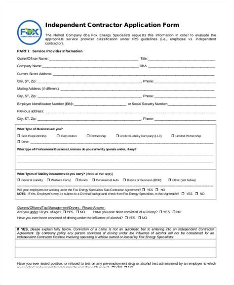 Free 11 Contractor Application Forms In Pdf Excel