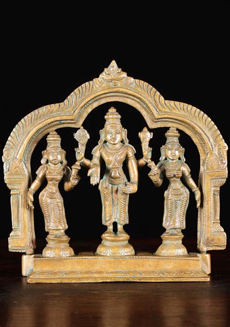 Bronze Vishnu Set With Shreedevi And Bhudevi 7 91b26z Hindu Gods And Buddha Statues