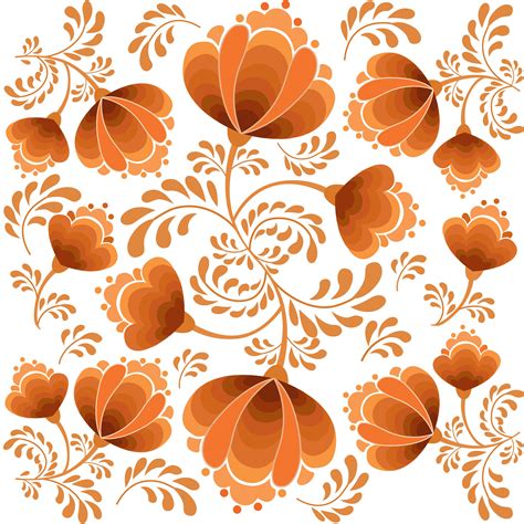 Oriental Flower Pattern Abstract Floral Ornament Swirl Fabric