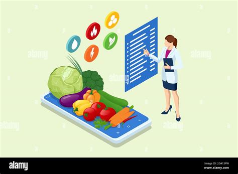Isometric Healthy Food And Diet Planning Concept Healthy Eating Personal Diet Or Nutrition