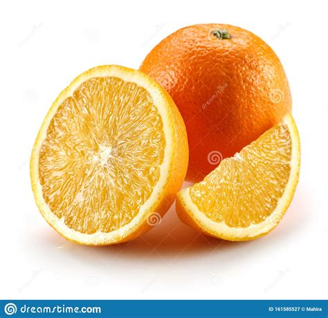 Whole And Sliced Fresh Orange Fruit Isolated Stock Image Image Of