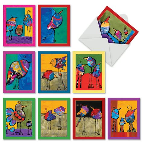 10 Boxed Blank Cards With Envelopes 4 X 512 Inch Colorful Birds