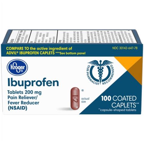 Kroger Ibuprofen 200 Mg Pain Reliever Coated Caplets 100