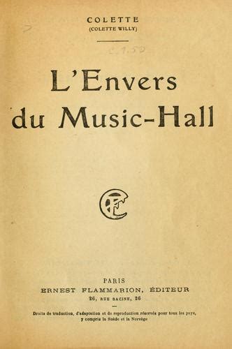 L Envers Du Music Hall Par Colette Colette Willy 1900 Edition