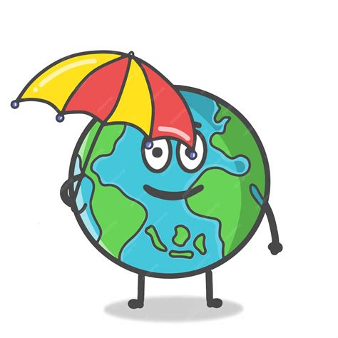 Premium Vector Cute Globe Earth Character Flat Cartoon Emoticon