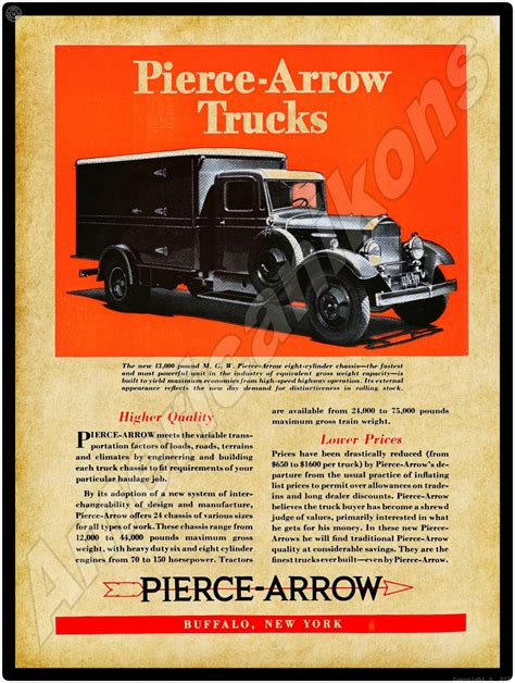 Pierce Arrow Trucks Collectible Metal Sign American Ikons