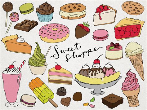 Desserts Clipart Sweet Shoppe Clip Art Hand Drawn Clip Art Etsy