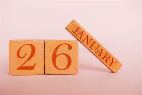 January 26th Day 26 Of Month Handmade Wood Calendar On Modern Color