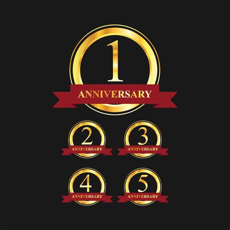 1 To 5 Year Anniversary Gold Label Vector Image 13275045 Vector Art At